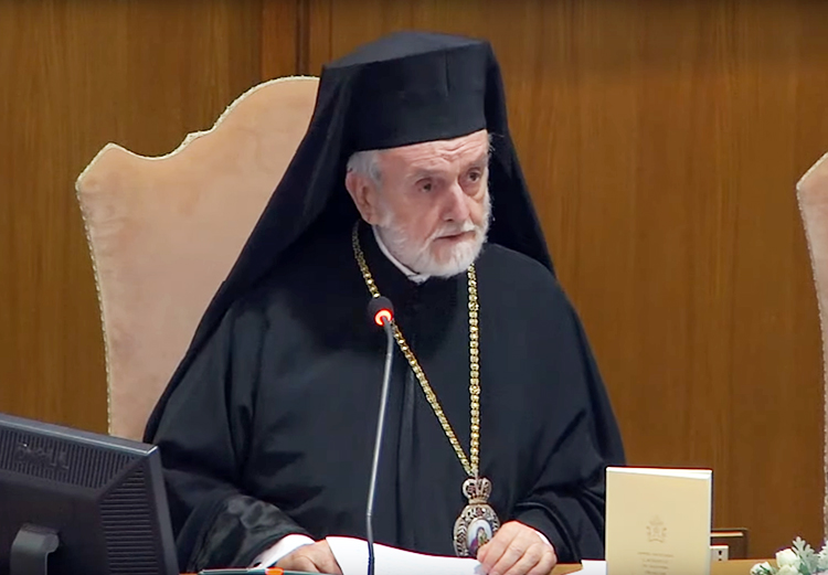 John Zizioulas in Rome at the presentation of the encyclical Laudato si'
