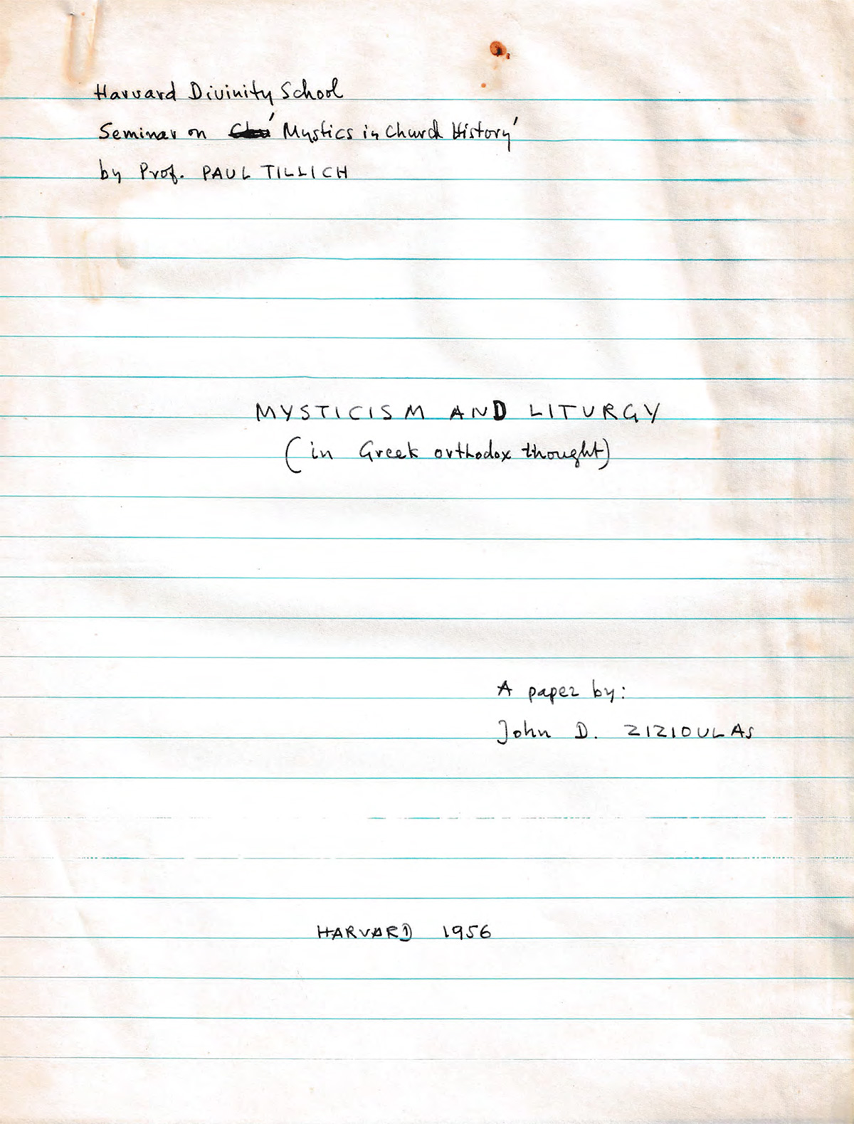 Cover Page from Mysticism and Liturgy, 1956