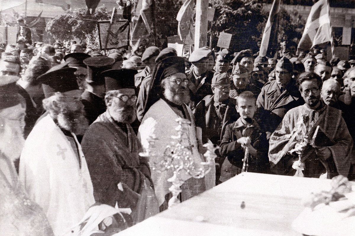 Little Zizioulas at Memorial of fallen, Kozani, Nov. 5, 1944