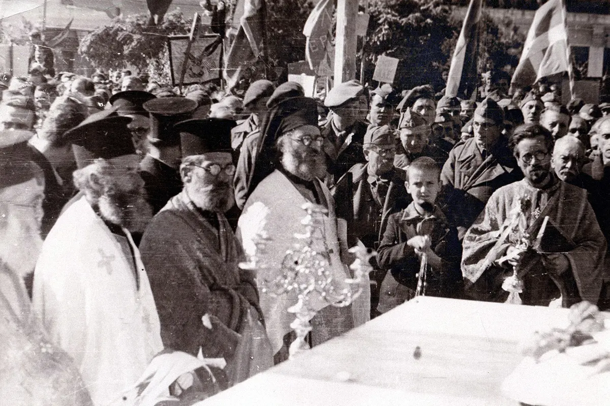 Little Zizioulas at Memorial of fallen, Kozani, Nov. 5, 1944