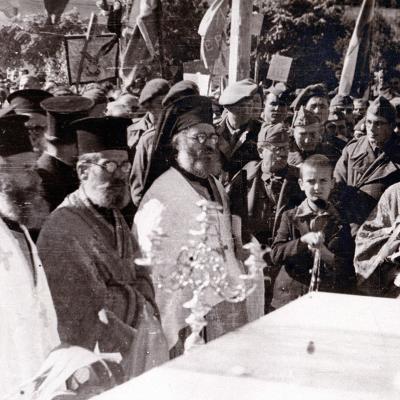 Little Zizioulas at Memorial of fallen, Kozani, Nov. 5, 1944