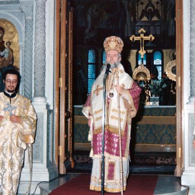 Church in Pireus 1997 with Hierodeacon Maxim Vasiljevic